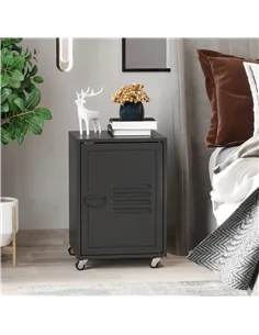 HOMCOM Rolling Metal Storage Locker Cabinet, Industrial Mobile Lockable Cabinet with Adjustable Shelf and Wheels for Home Office 2