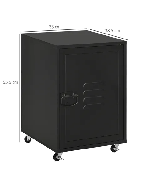 HOMCOM Rolling Metal Storage Locker Cabinet, Industrial Mobile Lockable Cabinet with Adjustable Shelf and Wheels for Home Office