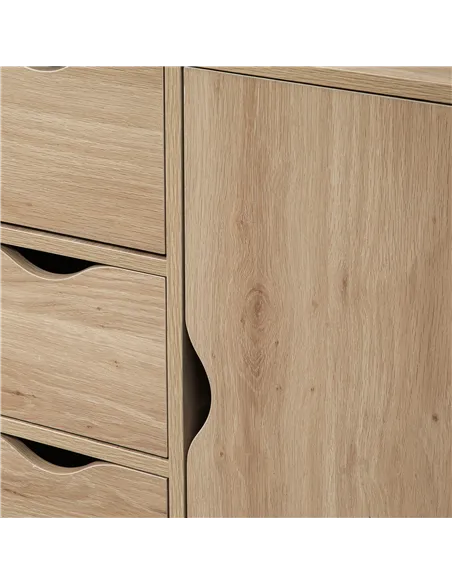 HOMCOM Bathroom Cabinet, Freestanding Storage Cabinet with 4 Drawers, Door Cupboard for Living Room, Kitchen, Bedroom, Natural