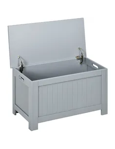 HOMCOM Large Storage Box Toy Chest Cabinet Container Unit Organizer with Lid & Safety Hinges, Grey