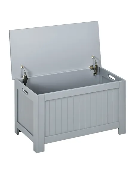HOMCOM Large Storage Box Toy Chest Cabinet Container Unit Organizer with Lid & Safety Hinges, Grey