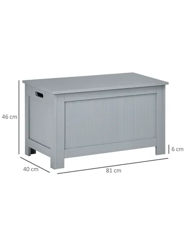 HOMCOM Large Storage Box Toy Chest Cabinet Container Unit Organizer with Lid & Safety Hinges, Grey