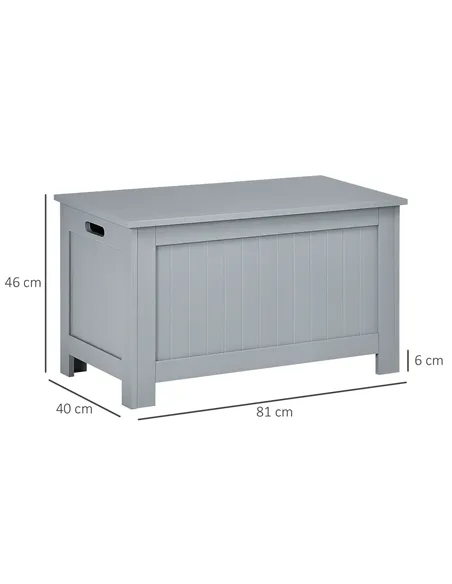 HOMCOM Large Storage Box Toy Chest Cabinet Container Unit Organizer with Lid & Safety Hinges, Grey