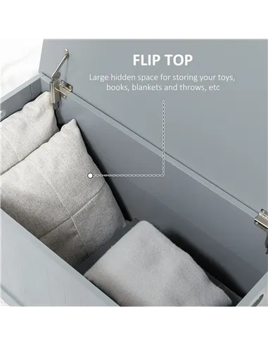 HOMCOM Large Storage Box Toy Chest Cabinet Container Unit Organizer with Lid & Safety Hinges, Grey