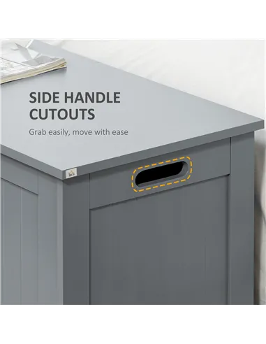 HOMCOM Large Storage Box Toy Chest Cabinet Container Unit Organizer with Lid & Safety Hinges, Grey