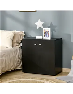 HOMCOM Storage Cabinet w/ Two Shelves Wooden Sideboard Freestanding Kitchen Cupboard Bookcase - Black 2