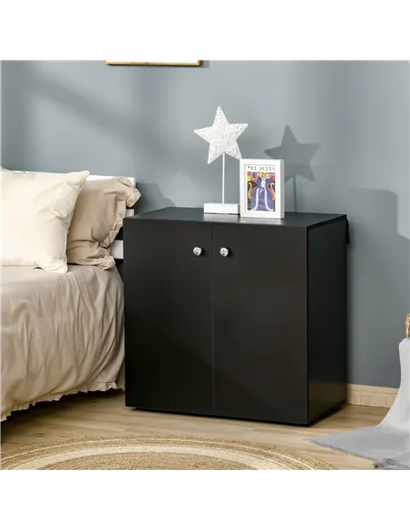 HOMCOM Storage Cabinet w/ Two Shelves Wooden Sideboard Freestanding Kitchen Cupboard Bookcase - Black