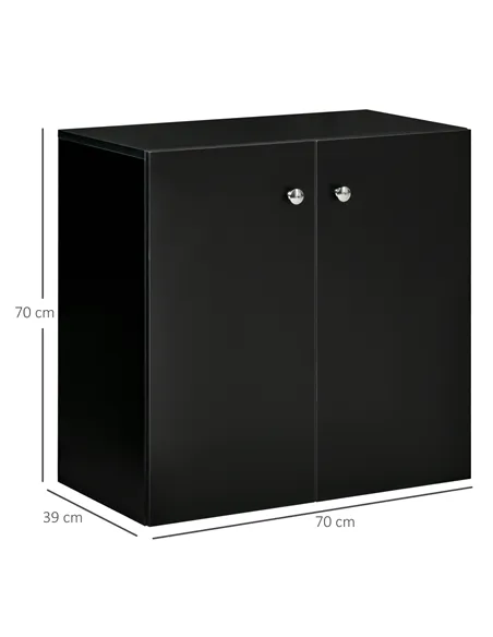HOMCOM Storage Cabinet w/ Two Shelves Wooden Sideboard Freestanding Kitchen Cupboard Bookcase - Black