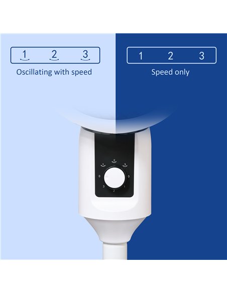 HOMCOM 9'' Air Circulator Fan 3 Speed, 70° Oscillation 90° Vertical Tilt, Carry Handle, Pedestal Fan, Pedestal Fan for Living Ro