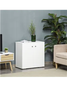 HOMCOM Storage Cabinet w/ Two Shelves Wooden Sideboard Freestanding Kitchen Cupboard Bookcase - White 2