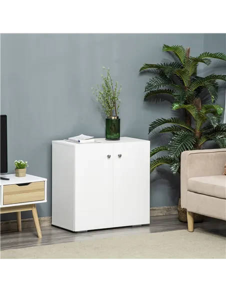 HOMCOM Storage Cabinet w/ Two Shelves Wooden Sideboard Freestanding Kitchen Cupboard Bookcase - White
