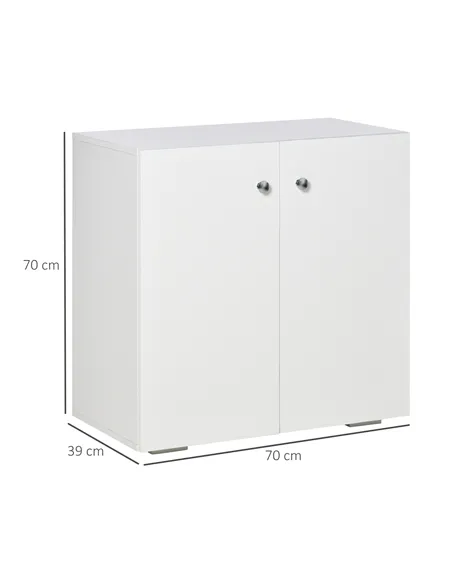 HOMCOM Storage Cabinet w/ Two Shelves Wooden Sideboard Freestanding Kitchen Cupboard Bookcase - White