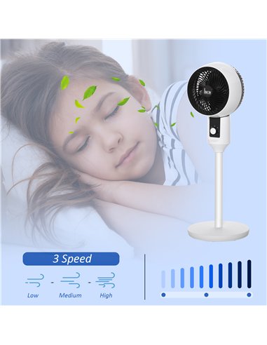 HOMCOM 9'' Air Circulator Fan 3 Speed, 70° Oscillation 90° Vertical Tilt, Carry Handle, Pedestal Fan, Pedestal Fan for Living Ro