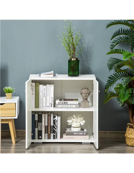 HOMCOM Storage Cabinet w/ Two Shelves Wooden Sideboard Freestanding Kitchen Cupboard Bookcase - White