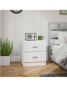 HOMCOM Bedside Table with 2 Drawers, Modern Nightstand, Cabinet Drawers Side Storage Unit for Bedroom, Living Room 2