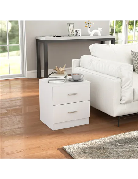 HOMCOM Bedside Table with 2 Drawers, Modern Nightstand, Cabinet Drawers Side Storage Unit for Bedroom, Living Room