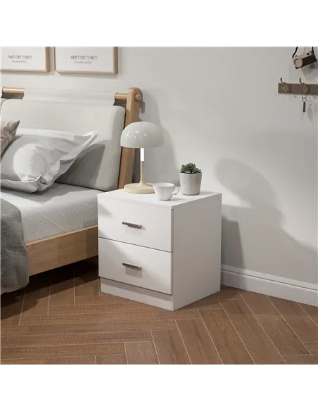 HOMCOM Bedside Table with 2 Drawers, Modern Nightstand, Cabinet Drawers Side Storage Unit for Bedroom, Living Room