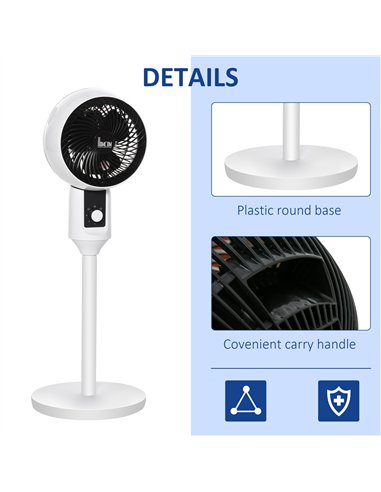 HOMCOM 9'' Air Circulator Fan 3 Speed, 70° Oscillation 90° Vertical Tilt, Carry Handle, Pedestal Fan, Pedestal Fan for Living Ro