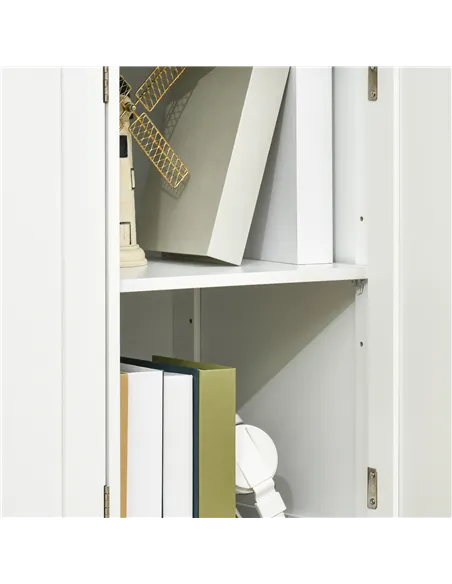 HOMCOM Sideboard with Rubber Wood Top, Modern Storage Cabinet, Kitchen Cupboard with 3 Doors, 3 Drawers and 3 Adjustable Shelves