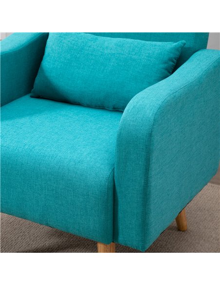 HOMCOM Accent Chair, Linen-Touch Armchair with Pillow, Upholstered Leisure Lounge Sofa for Living Room, Club Chair with Rubber W