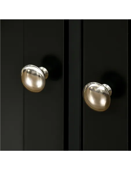 HOMCOM Sideboard with Rubberwood Top and Adjustable Shelves for Dining Room, Kitchen - Black