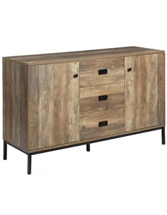 HOMCOM Industrial Sideboard with 3 Drawers, Storage Cabinet, Accent Cupboard with 2 Doors and Adjustable Shelves for Kitchen, Di