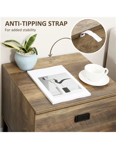 HOMCOM Retro Bedside Table, End Side Table with 2 Drawers, Metal Frame for Bedroom, Living Room, Coffee