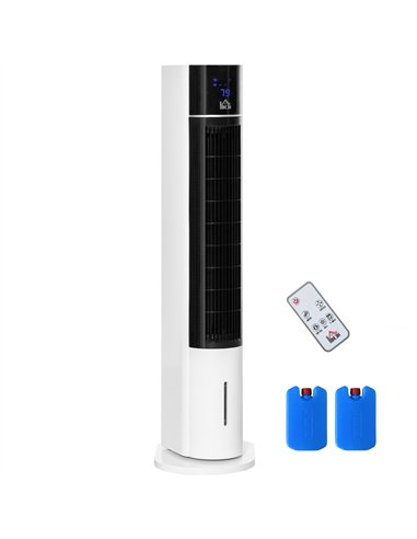 HOMCOM Portable Air Cooler, 3L Tank Evaporative Ice Cooling Tower Fan with 3 Modes, 3 Speeds, Remote, Timer, 60° Oscillating, Po