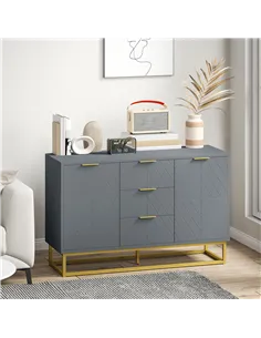 HOMCOM Sideboard with 3 Drawers and Adjustable Shelves for Living Room - Grey 2