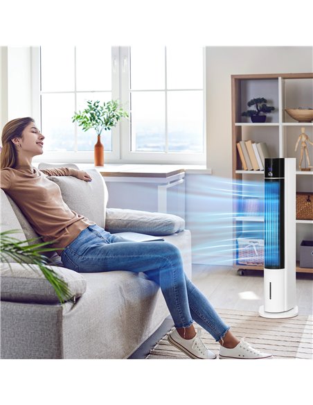 HOMCOM Portable Air Cooler, 3L Tank Evaporative Ice Cooling Tower Fan with 3 Modes, 3 Speeds, Remote, Timer, 60° Oscillating, Po