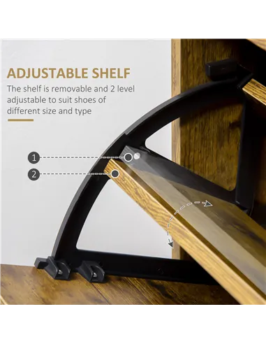 HOMCOM Shoe Cabinet with 2 Flip Doors, Slim 2-Drawer Shoe Cupboard with Adjustable Divider and Open Compartment for 12 Pairs of 