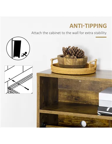 HOMCOM Shoe Cabinet with 2 Flip Doors, Slim 2-Drawer Shoe Cupboard with Adjustable Divider and Open Compartment for 12 Pairs of 