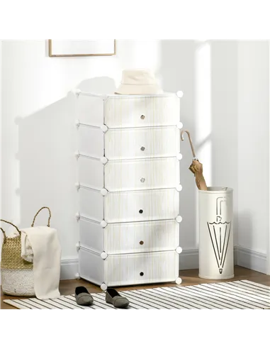 HOMCOM Six Cube Modular Storage Storage Unit - White