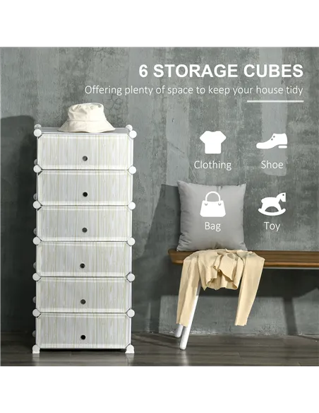 HOMCOM Six Cube Modular Storage Storage Unit - White