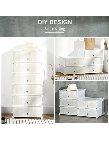 HOMCOM Six Cube Modular Storage Storage Unit - White