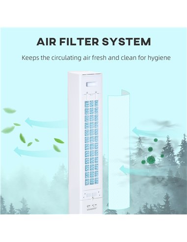 HOMCOM Portable Air Cooler, 3L Tank Evaporative Ice Cooling Tower Fan with 3 Modes, 3 Speeds, Remote, Timer, 60° Oscillating, Po