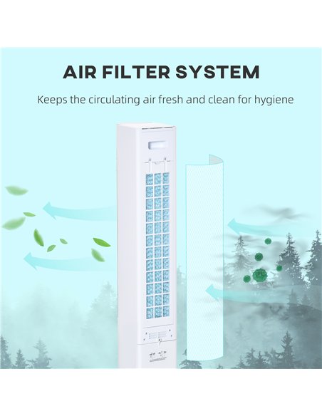 HOMCOM Portable Air Cooler, 3L Tank Evaporative Ice Cooling Tower Fan with 3 Modes, 3 Speeds, Remote, Timer, 60° Oscillating, Po