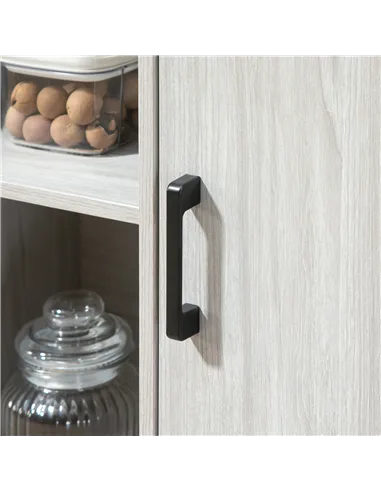 HOMCOM Modern Sideboard, Steel Frame Storage Cabinet with 2 Doors and Adjustable Shelves for Living Room, Hallway, Light Grey