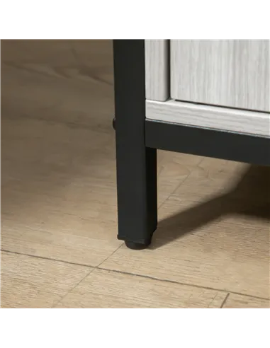 HOMCOM Modern Sideboard, Steel Frame Storage Cabinet with 2 Doors and Adjustable Shelves for Living Room, Hallway, Light Grey