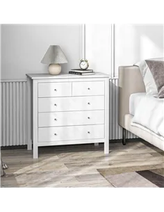 HOMCOM Modern Chest of Drawers, 5 Drawer Storage Cabinet with Metal Handles and Runners for Bedroom, White 2