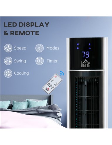 HOMCOM Portable Air Cooler, 3L Tank Evaporative Ice Cooling Tower Fan with 3 Modes, 3 Speeds, Remote, Timer, 60° Oscillating, Po