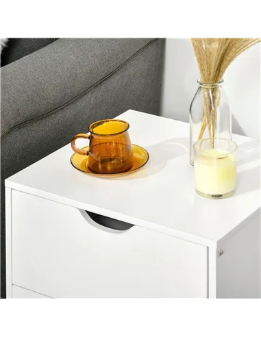 HOMCOM Bedside Table, Bedside Cabinet with 2 Drawers, Side End Table with Pine Wood Legs for Bedroom Living Room, White
