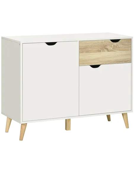 HOMCOM Modern Sideboard Storage Cabinet, Free Standing Accent Cupboard with Drawer, 2 Doors for Bedroom, Living Room, Hallway, W