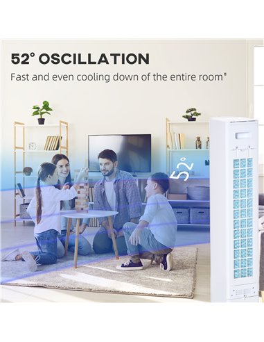 HOMCOM Portable Air Cooler, 3L Tank Evaporative Ice Cooling Tower Fan with 3 Modes, 3 Speeds, Remote, Timer, 60° Oscillating, Po