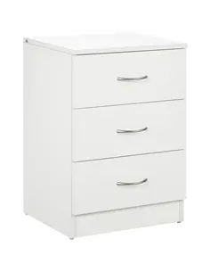 HOMCOM Three-Drawer Simple Bedside Table - White