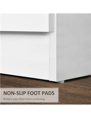 HOMCOM Three-Drawer Simple Bedside Table - White