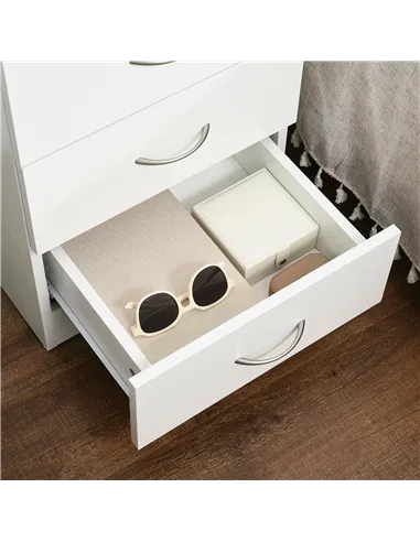 HOMCOM Three-Drawer Simple Bedside Table - White