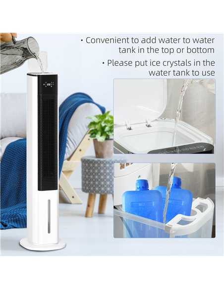 HOMCOM Portable Air Cooler, 6L Tank Humidifier Evaporative Ice Cooling Fan Water Conditioner Unit with 3 Modes, 3 Speed, Remote,