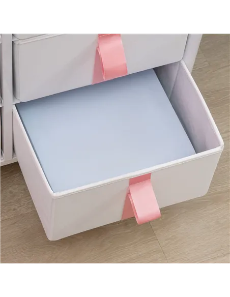 HOMCOM Chest of Drawers, Cloth Organizer Unit with 6 Fabric Drawers, Metal Frame and Wooden Top, Storage Cabinet for Kids Room, 