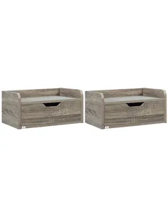 HOMCOM Floating Nightstand Set of 2 Wall Mounted Bedside Table with Storage Drawer for Bedroom, Grey